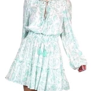 House of Harlow 1960 Mint Paisley Long Sleeve Dress